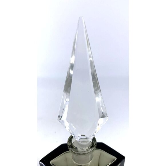 Perfume Bottle Smoke Clear Glass Lead Crystal 6" Vintage - Picture 2 of 9